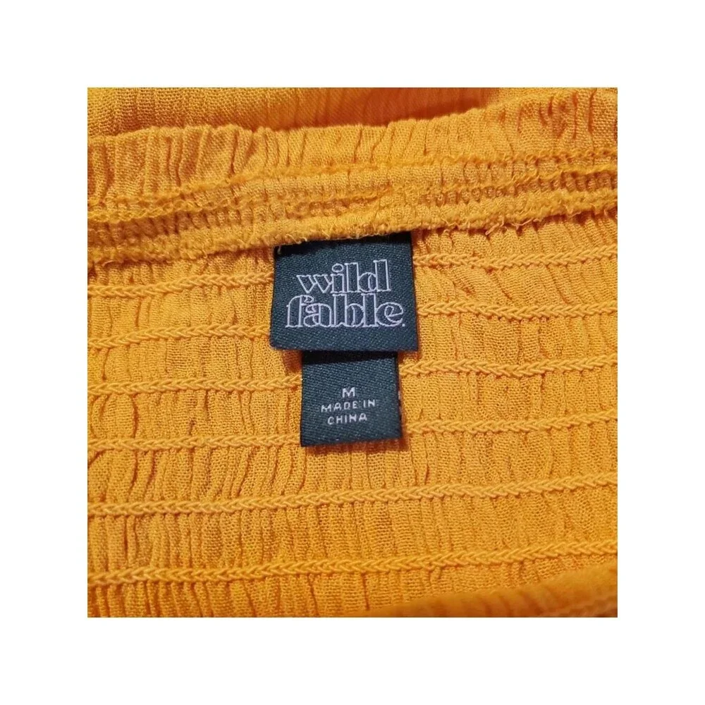 Wild Fable Women Orange Smocked Tube Romper Tie Waist Pockets Size M